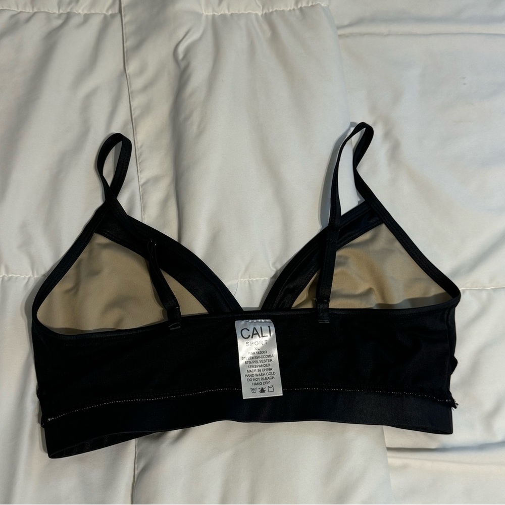 Cali Sport Sports Bra Black, Nude Triangle Top with Adjustable Straps in xl - Picture 9 of 11